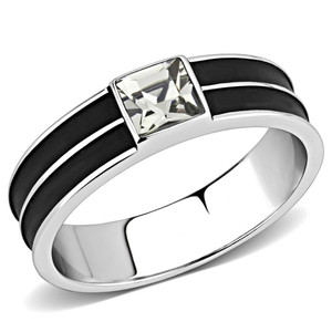 TK3292 - High polished (no plating) Stainless Steel Ring with Top Grade Crystal in Black Diamond TK3292 - High polished (no plating) Stainless Steel Ring with Top Grade Crystal in Black Diamond