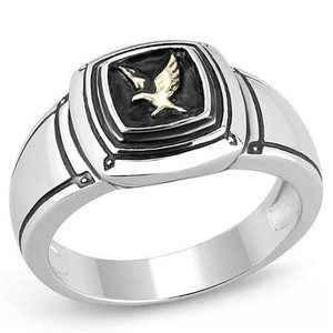 TK3226 - Two-Tone IP Gold (Ion Plating) Stainless Steel Ring with Epoxy in Jet TK3226 - Two-Tone IP Gold (Ion Plating) Stainless Steel Ring with Epoxy in Jet