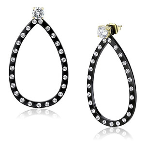 TK3215 - IP Gold+ IP Black (Ion Plating) Stainless Steel Earrings with AAA Grade CZ in Clear TK3215 - IP Gold+ IP Black (Ion Plating) Stainless Steel Earrings with AAA Grade CZ in Clear