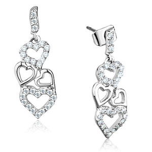 3W640 - Rhodium Brass Earrings with AAA Grade CZ in Clear 3W640 - Rhodium Brass Earrings with AAA Grade CZ in Clear