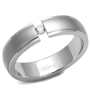TK2935 - High polished (no plating) Stainless Steel Ring with AAA Grade CZ in Clear TK2935 - High polished (no plating) Stainless Steel Ring with AAA Grade CZ in Clear