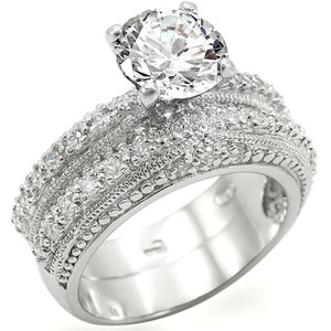 LOS400 - Rhodium 925 Sterling Silver Ring with AAA Grade CZ in Clear LOS400 - Rhodium 925 Sterling Silver Ring with AAA Grade CZ in Clear