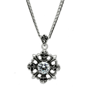 TK454 - High polished (no plating) Stainless Steel Chain Pendant with AAA Grade CZ in Clear TK454 - High polished (no plating) Stainless Steel Chain Pendant with AAA Grade CZ in Clear
