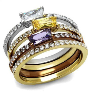 TK2960 - Three Tone IP(IP Gold & IP Light coffee & High Polished) Stainless Steel Ring with AAA Grade CZ in Multi Color TK2960 - Three Tone IP(IP Gold & IP Light coffee & High Polished) Stainless Steel Ring with AAA Grade CZ in Multi Color