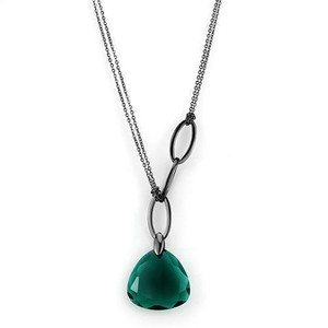 TK2858 - IP Light Black (IP Gun) Stainless Steel Necklace with Synthetic Synthetic Glass in Blue Zircon TK2858 - IP Light Black (IP Gun) Stainless Steel Necklace with Synthetic Synthetic Glass in Blue Zircon