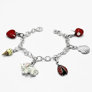 LOS607 - Silver 925 Sterling Silver Bracelet with Epoxy in Multi Color LOS607 - Silver 925 Sterling Silver Bracelet with Epoxy in Multi Color