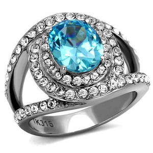 TK2900 - High polished (no plating) Stainless Steel Ring with Synthetic Synthetic Glass in Sea Blue TK2900 - High polished (no plating) Stainless Steel Ring with Synthetic Synthetic Glass in Sea Blue