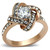 TK1166 - Two-Tone IP Rose Gold Stainless Steel Ring with AAA Grade CZ in Clear