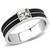 TK3292 - High polished (no plating) Stainless Steel Ring with Top Grade Crystal in Black Diamond