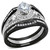 TK2044 - Two-Tone IP Black Stainless Steel Ring with AAA Grade CZ in Clear