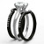 TK1344 - Two-Tone IP Black Stainless Steel Ring with AAA Grade CZ in Clear