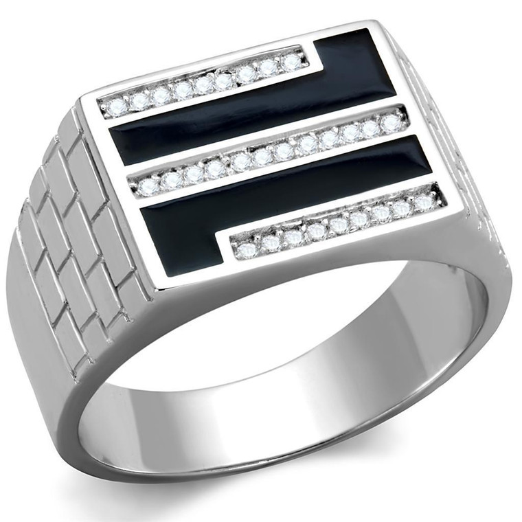 TS387 - Rhodium 925 Sterling Silver Ring with AAA Grade CZ in Clear - b