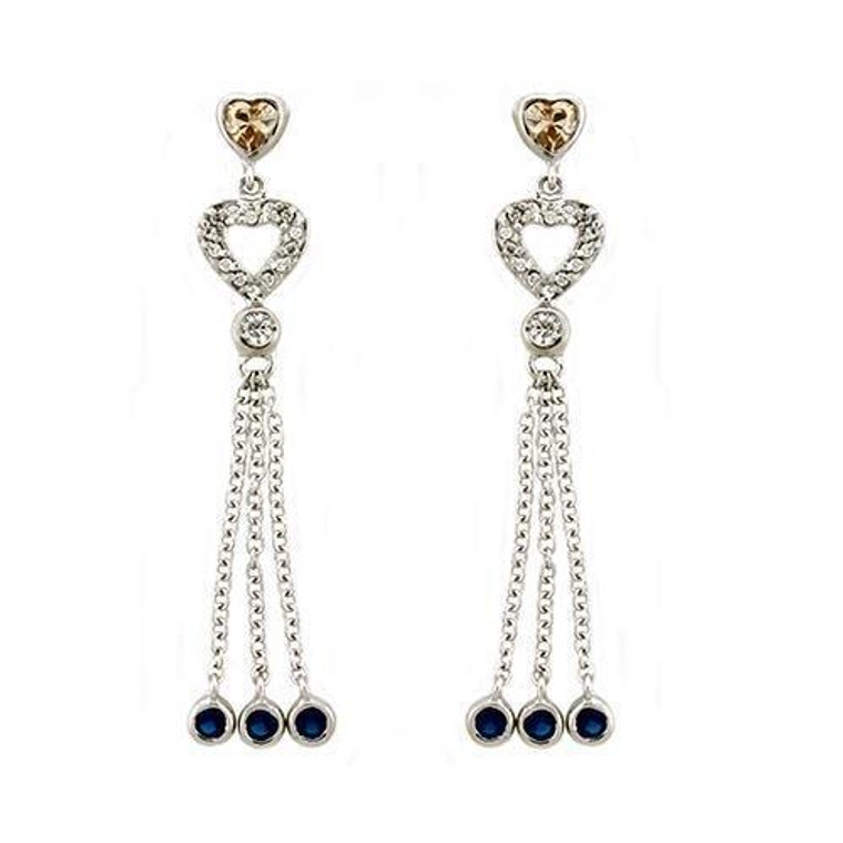 LOAS1337 - Rhodium 925 Sterling Silver Earrings with AAA Grade CZ in Champagne