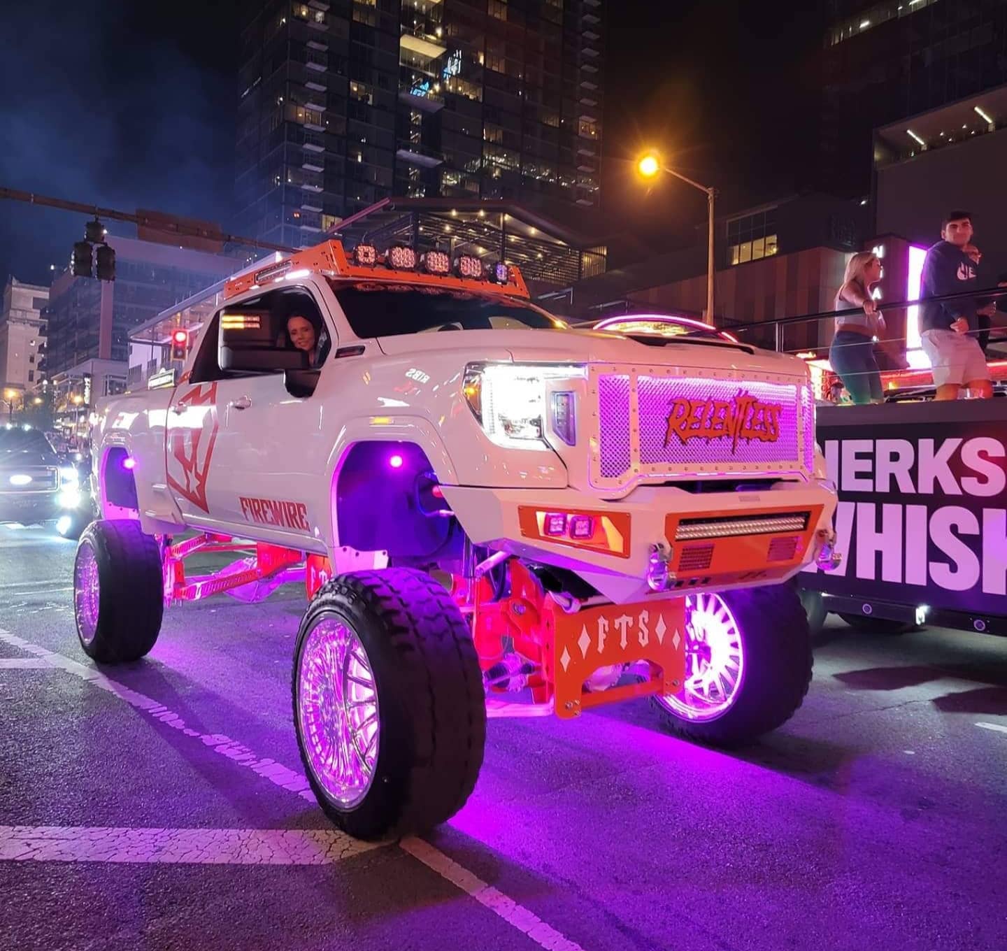 lifted truck at night