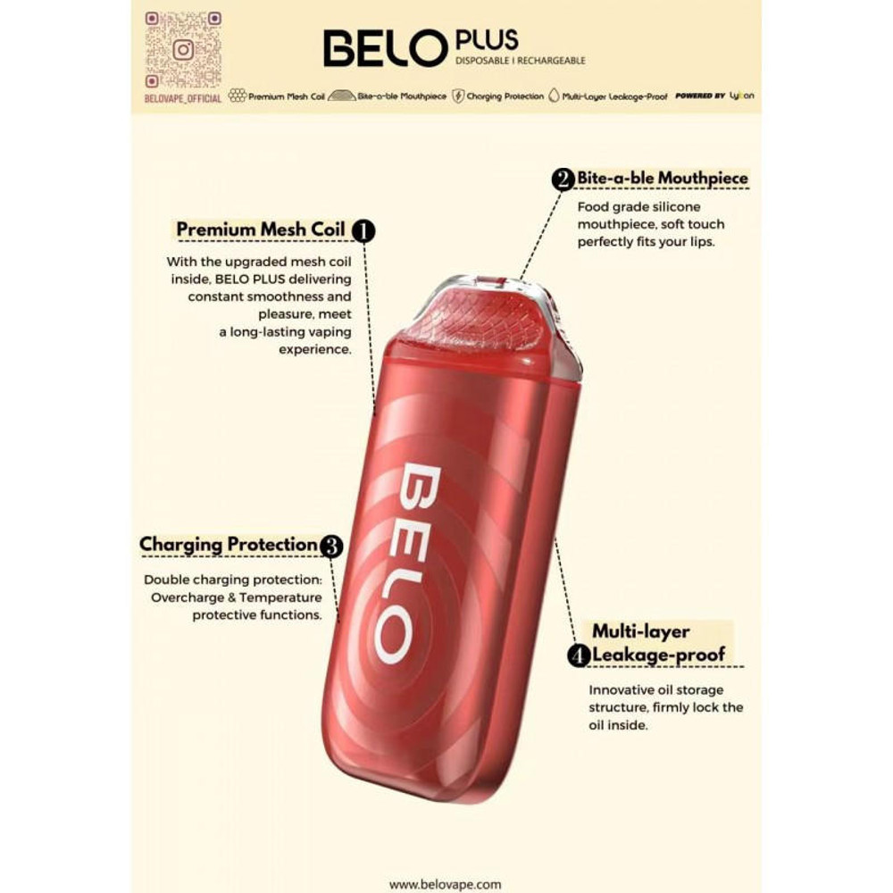 BELO PLUS BY LYKCAN 6000 PUFFS 5% NIC DISPOSABLE  HIGH-CAPACITY FLAVOR VAPE  | 123VAPE