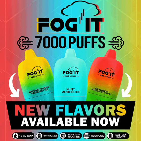 FOG IT BAR BC7000 RECHARGEABLE 5% NICOTINE DISPOSABLE 7000 PUFFS 15ML (NEW FLAVORS)