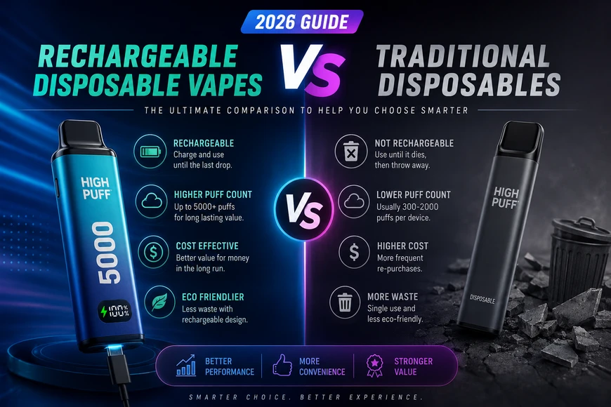 Rechargeable Disposable Vapes vs Traditional Disposables 2026 Guide