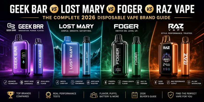 Geek Bar vs Lost Mary vs Foger vs Raz Vape: The Complete 2026 Disposable Vape Brand Guide