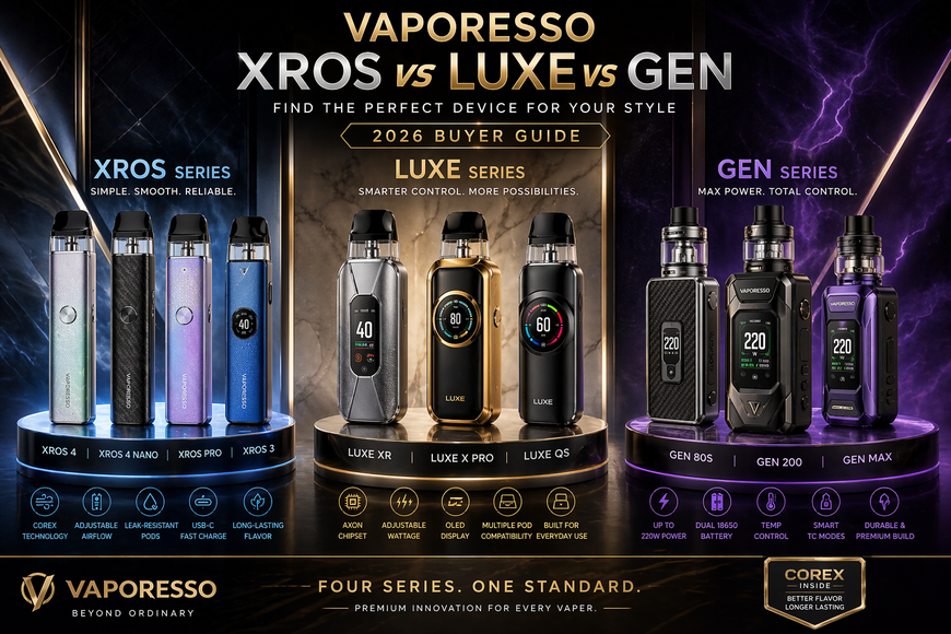 Best Vaporesso Devices in 2026: XROS vs LUXE vs GEN Series Buyer Guide