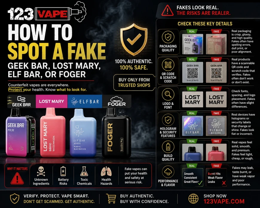 How to Spot a Fake Geek Bar, Lost Mary, Elf Bar, or Foger
