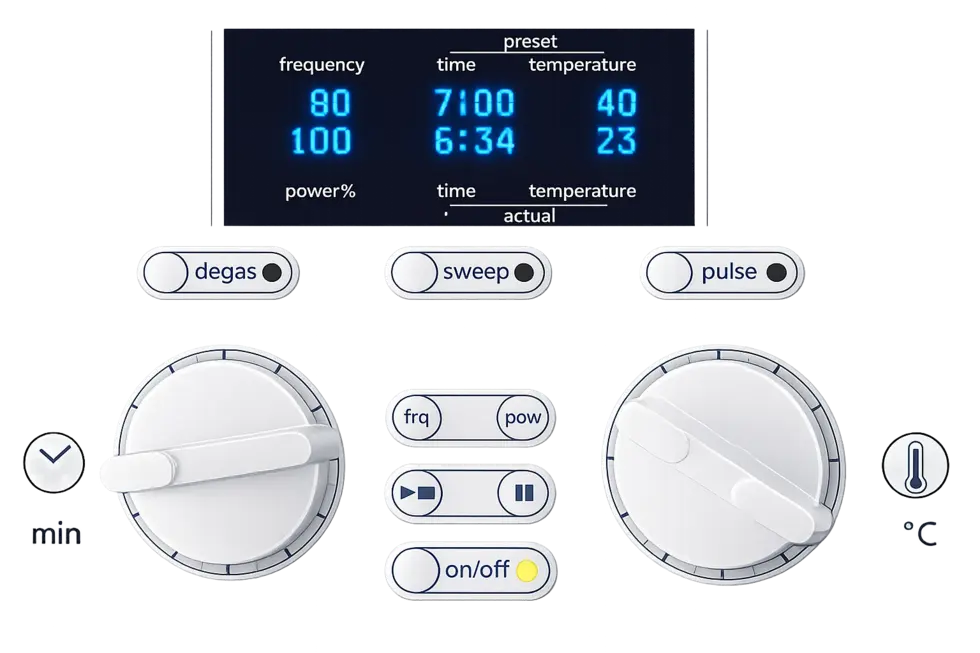 Elmasonic P ultrasonic cleaner display and controls