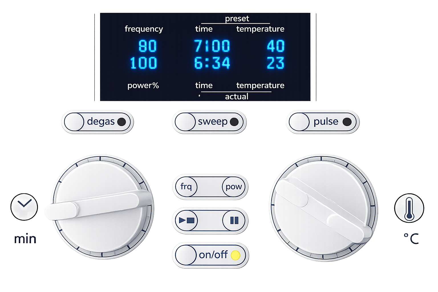 Elmasonic P ultrasonic cleaner display and controls