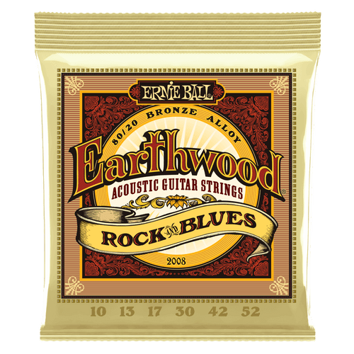 Ernie Ball Earthwood Rock and Blues with Plain G 80/20 Bronze Acoustic Guitar String, 10-52 Gauge