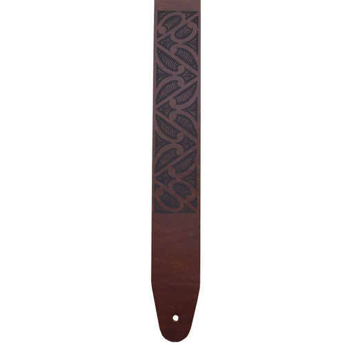 Tribal Laser Etched Leather Guitar Strap