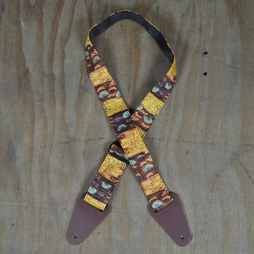 Aboriginal Art Guitar Strap - Yellow Bush