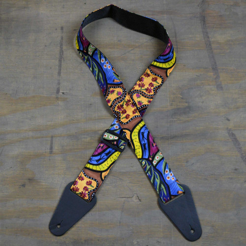 Aboriginal Art Guitar Strap - Native Fauna