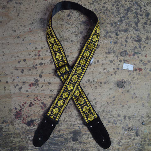 Yellow Squares Jacquard 50mm Webbing Guitar Strap