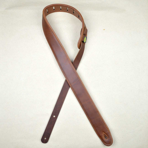 2.0" Padded Upholstery Leather Guitar Strap Brown & Tan