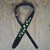 Green Stars Embroidered Black Suede Guitar Strap