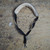 Black Leather Saxophone Strap with Lambs Wool Pad