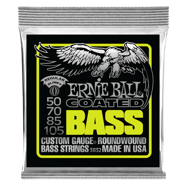 Ernie Ball Regular Slinky Coated Electric Bass Strings, 50-105 Gauge