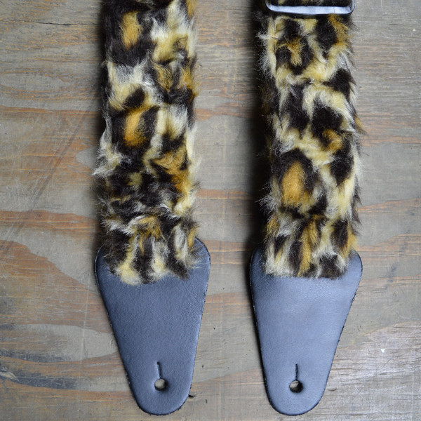 Brown Long Fur Guitar Strap Faux Fur Guitar Strap