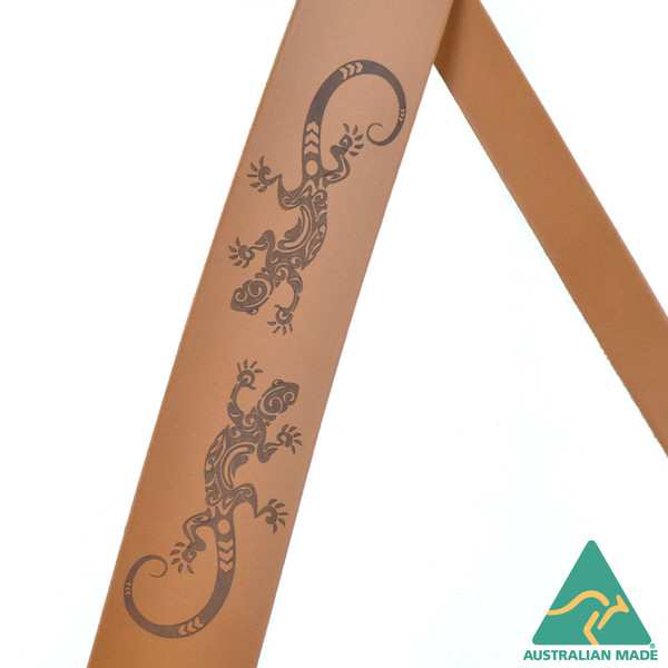 Gecko Laser Etched Leather Guitar Strap