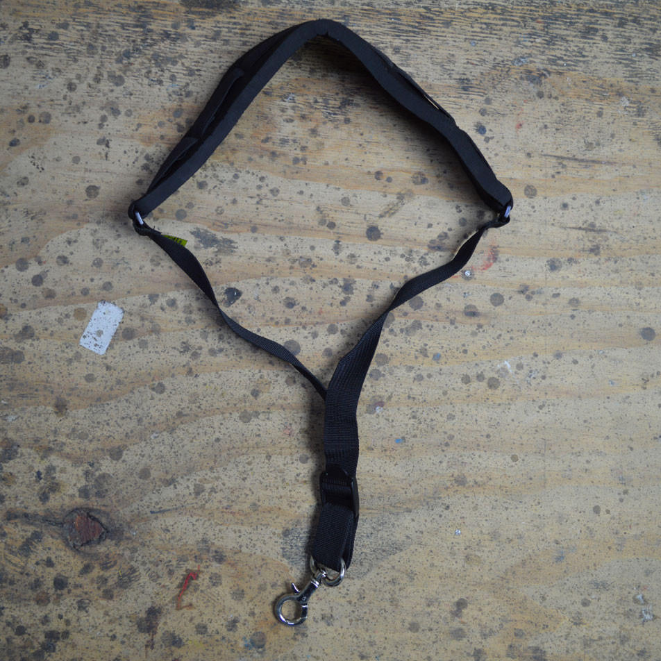 Neoprene padded saxophone strap with metal hook. Slide adjustable in