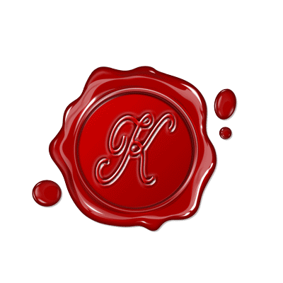 Single Letter Wax Seal Script Style "K"
