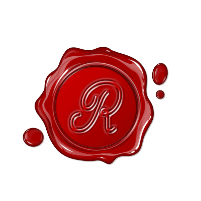 Single Letter Wax Seal Script Style "R"