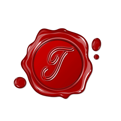 Single Letter Wax Seal Script Style "T"