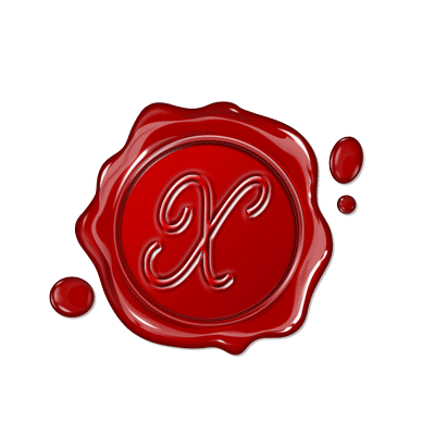 Single Letter Wax Seal Script Style "X"