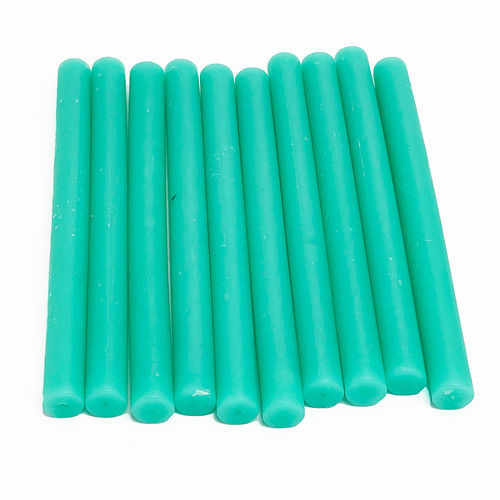 Pack of 10 Sticks 10mm Sealing Wax for use in Hot Glue Guns TRANSLUCENT GREEN