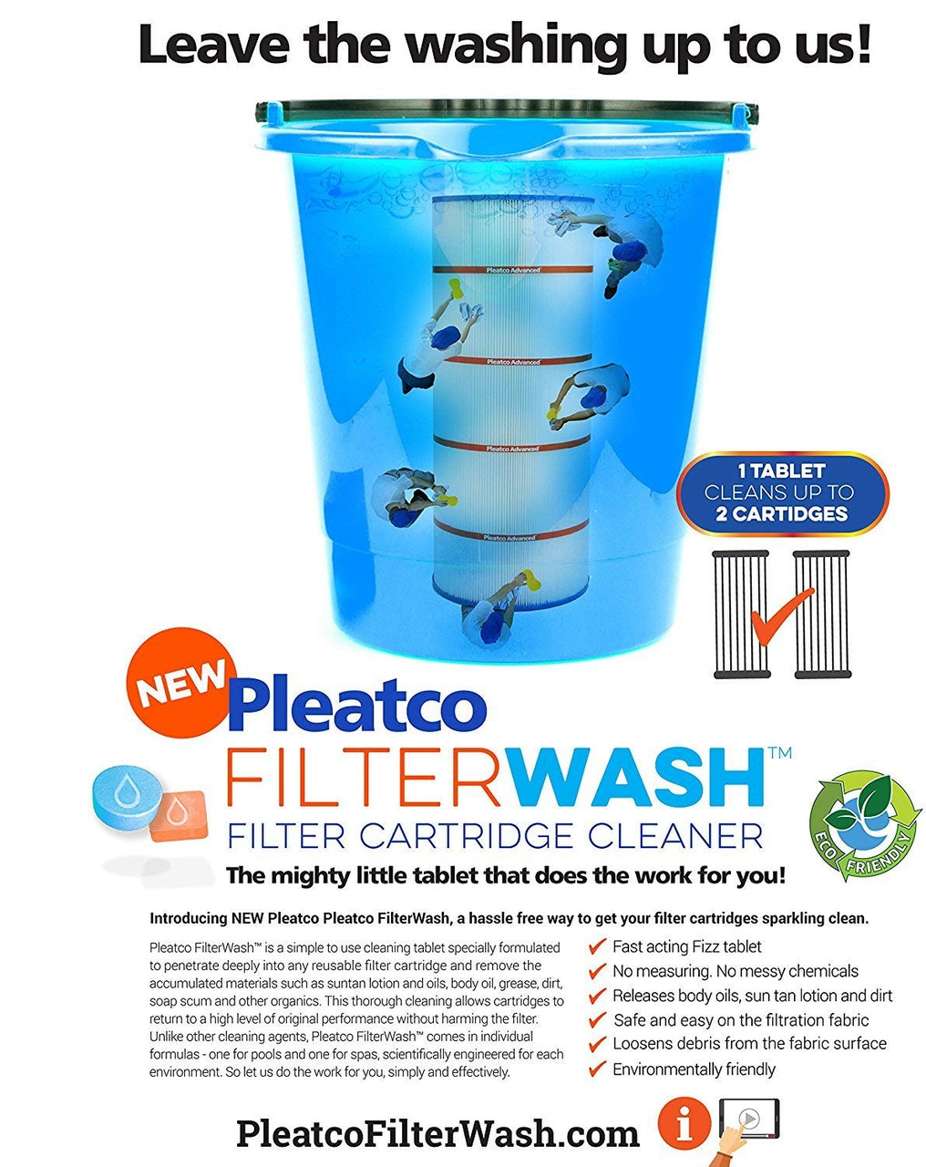 Pleatco Filter Wash Tablet for Spa Cartridges - Thumbnail 2