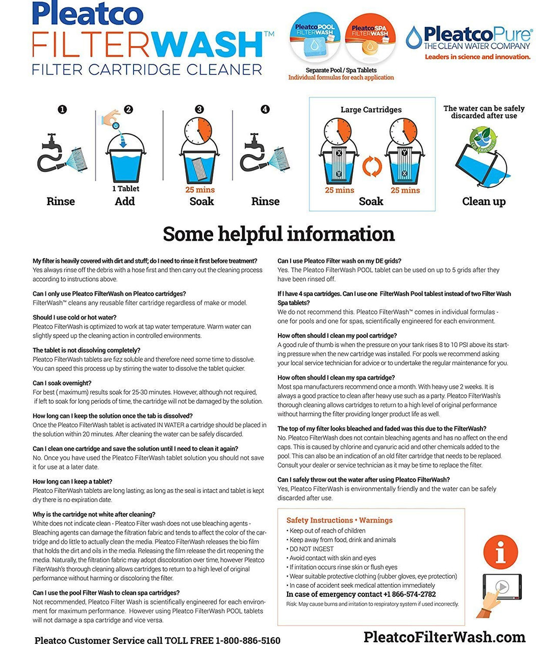 Pleatco Filter Wash Tablet for Spa Cartridges - Thumbnail 5