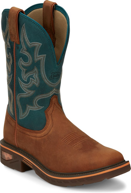 Justin Mens Boots CR4009 Resistor TURQUOISE COWHIDE