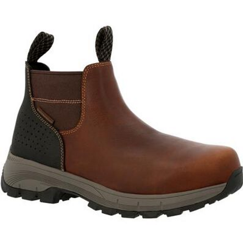 Georgia Boot Mens Eagle Trail Waterproof Alloy Toe Chelsea Work Boot GB00479 BROWN