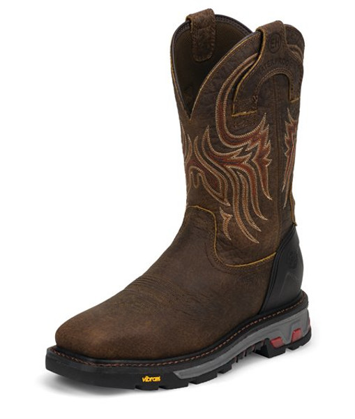 Justin Mens Boots WK2111 11 Driscoll Steel Toe" Pecan Brown