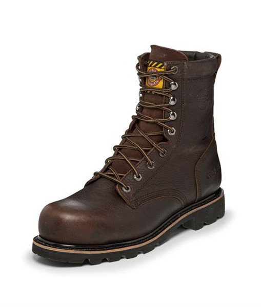 Justin Mens Boots WK711 8 Miner Nano Comp Toe" Bark Brown