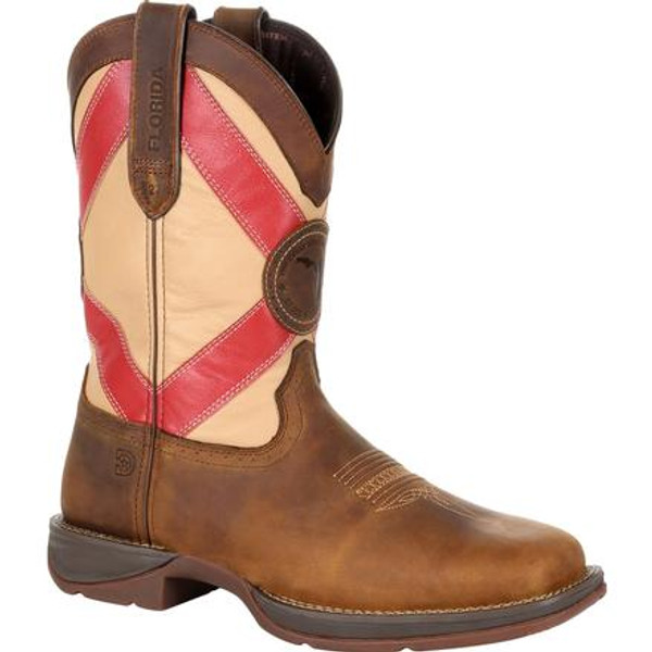Rebel by Durango® Mens Florida State Flag Western Boot DDB0233 SADDLE BROWN AND FLORIDA FLAG